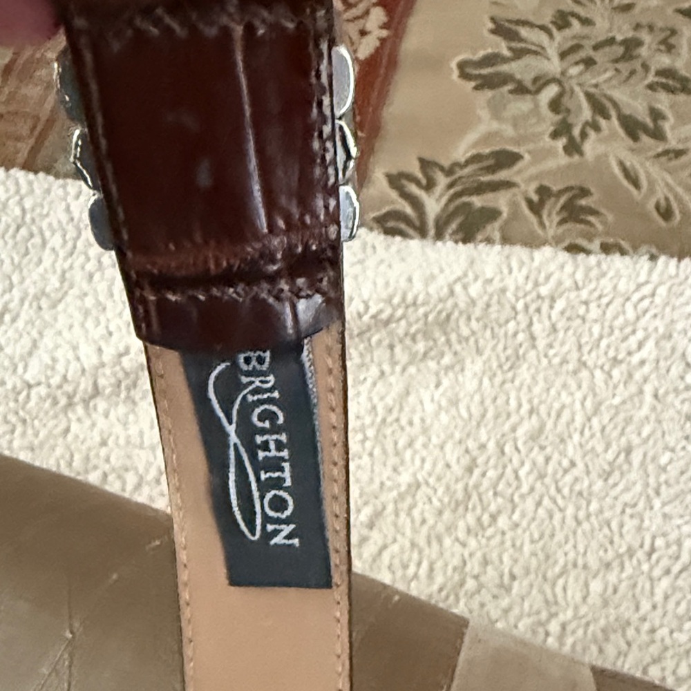 Brighton Croc-Embossed Brown Belt with Silver Buckle - Picture 2 of 3